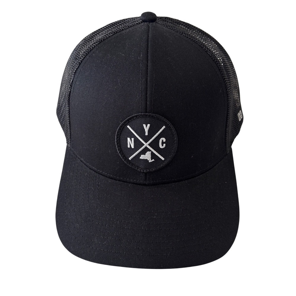 HAKA NYC Trucker Hat Mens Black Mesh Snapback Cap New York City Patch